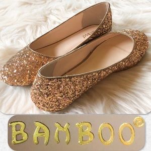Bamboo Clore Round Toe Glitter Ballet Flats